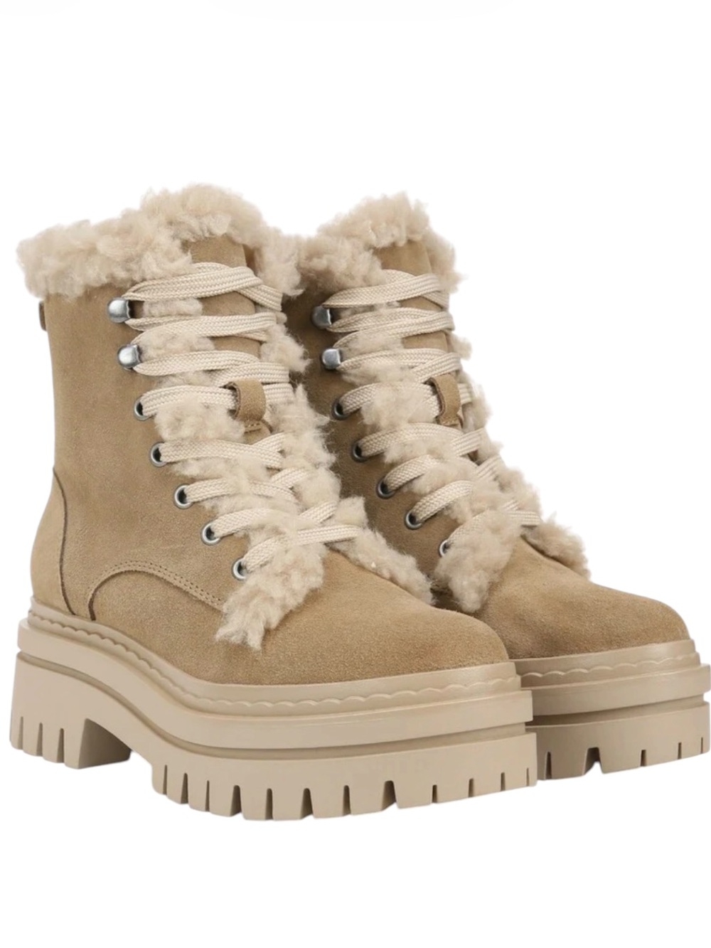 Sam Edelman Kyler Lace Up Suede Cozy Combat Boots Size 8 NEW